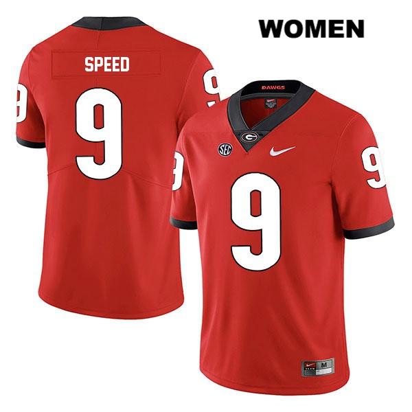 Georgia Bulldogs Women's Ameer Speed #9 NCAA Legend Authentic Red Nike Stitched College Football Jersey JBW5256SP